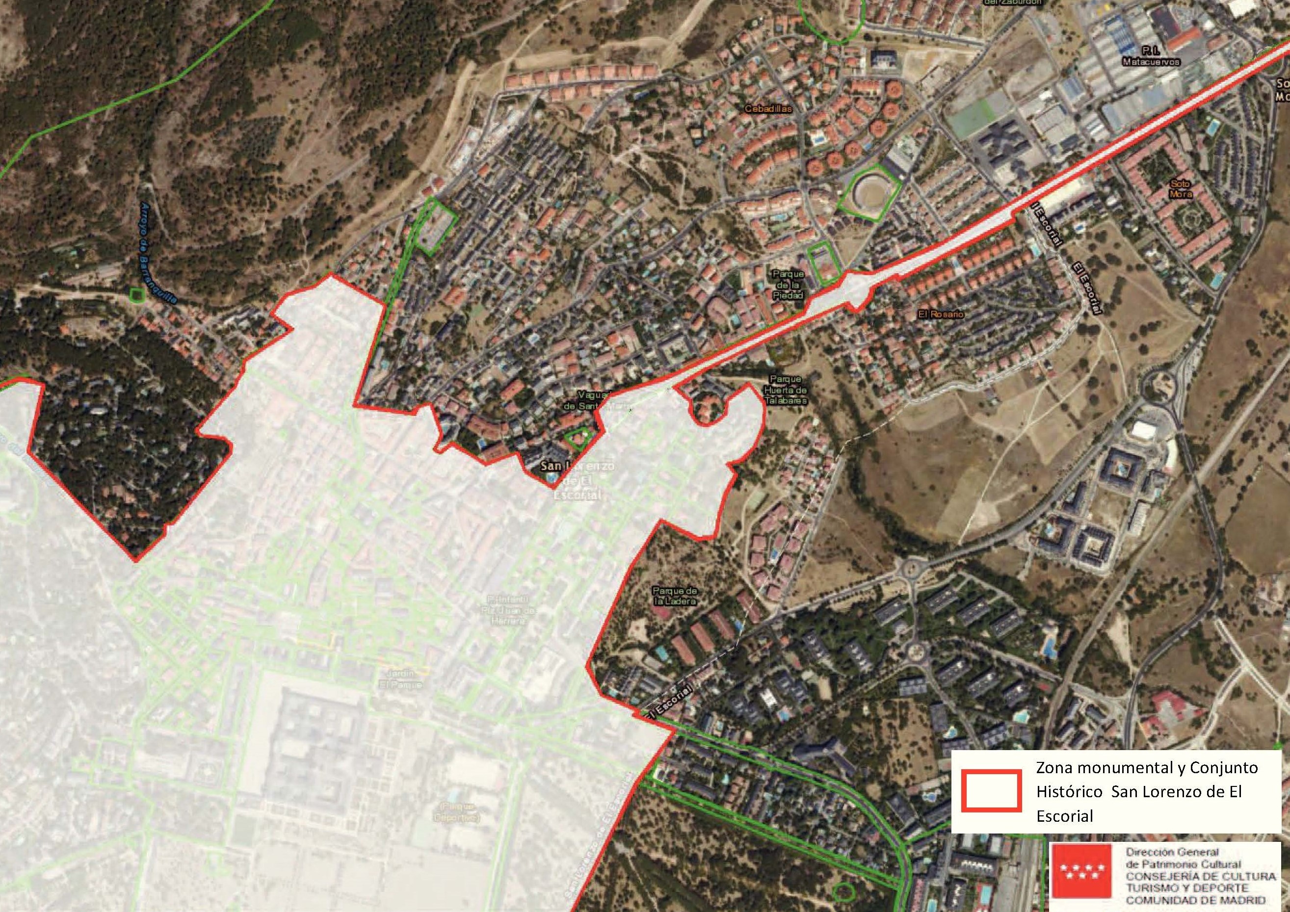 Mapa de la Zona monumental y Conjunto Histórico de San Lorenzo de El Escorial