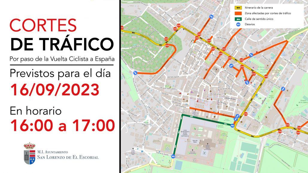 Cortes de tráfico previstos para el día 16 de Septiembre por paso de la Vuelta Ciclista a España